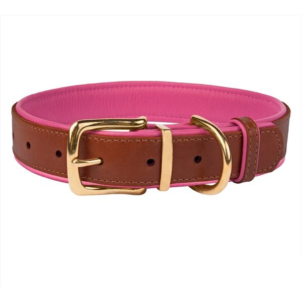 SOFT TOUCH COLLARS Leather TwoTone Padded Dog Collar, Brown, XLarge