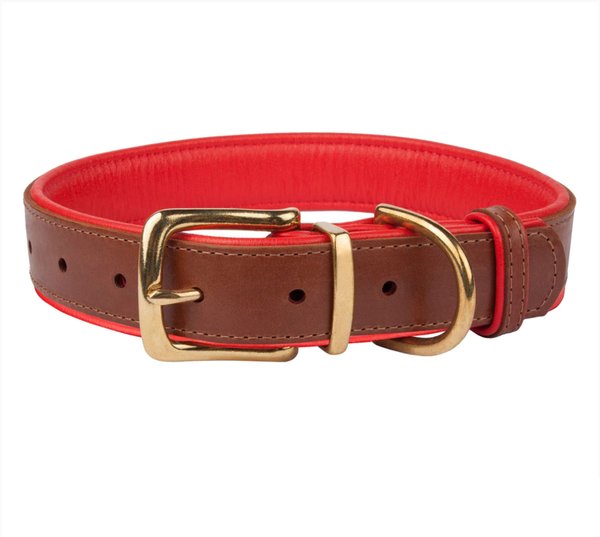 CollarDirect Soft Padded Leather Dog Collar, Red, Small slide 1 of 3