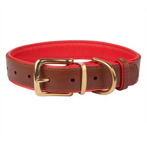 CollarDirect Soft Padded Leather Dog Collar, Red, Small