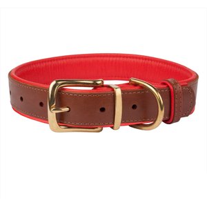 CollarDirect Soft Padded Leather Dog Collar, Red, Large