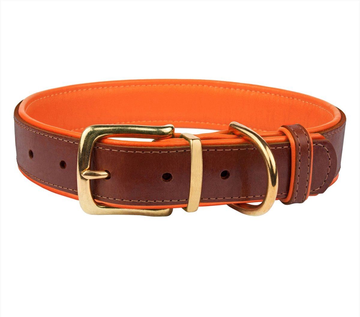 COLLARDIRECT Soft Padded Leather Dog Collar, Orange, XLarge