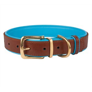 SOFT TOUCH COLLARS Leather Two-Tone Padded Dog Collar, Brown, Small ...