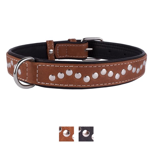 CollarDirect Handmade Studded Leather Dog Collar, Brown, Medium slide 1 of 2