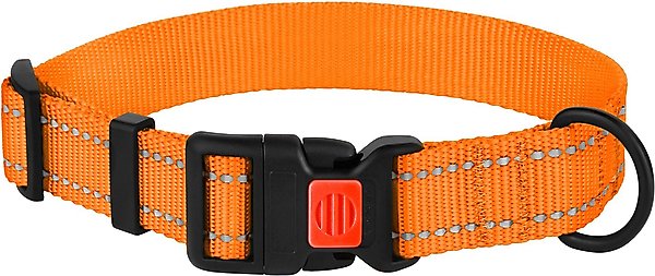 CollarDirect Adjustable Reflective Nylon Dog Collar, Orange, Small slide 1 of 4