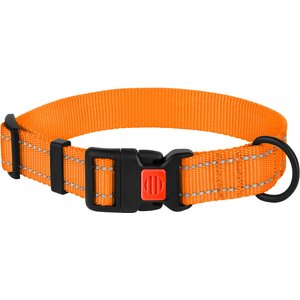 CollarDirect Adjustable Reflective Nylon Dog Collar, Orange, Large
