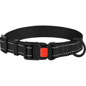 CollarDirect Adjustable Reflective Nylon Dog Collar, Black, Medium