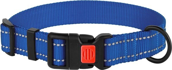 CollarDirect Adjustable Reflective Nylon Dog Collar, Blue, Medium slide 1 of 4