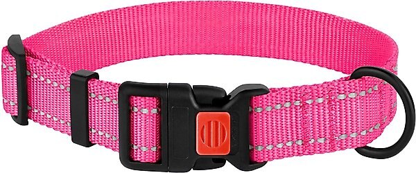 CollarDirect Adjustable Reflective Nylon Dog Collar, Pink, Medium slide 1 of 4
