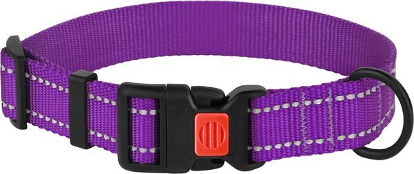 CollarDirect Adjustable Reflective Nylon Dog Collar, Purple, Small slide 1 of 4