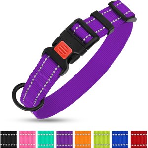 CollarDirect Adjustable Reflective Nylon Dog Collar, Purple, X-Large