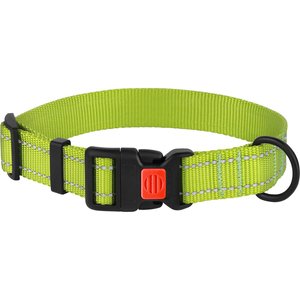 CollarDirect Adjustable Reflective Nylon Dog Collar, Lime Green, X-Large