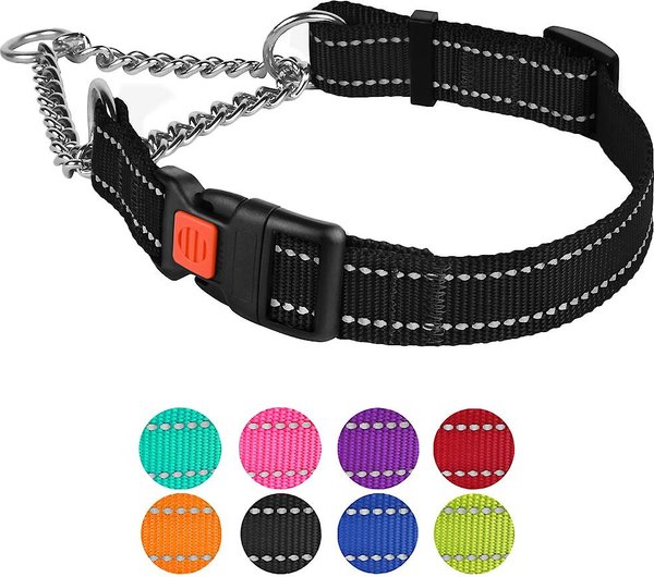 CollarDirect Nylon Reflective Martingale Dog Collar, Black, Medium: 14 to 17-in neck, 3/4-in wide slide 1 of 8