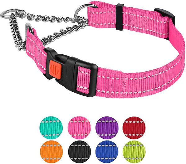 CollarDirect Nylon Reflective Martingale Dog Collar, Pink, Medium: 14 to 17-in neck, 3/4-in wide slide 1 of 9