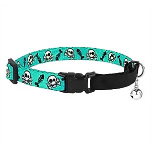 CollarDirect Skull Breakaway Buckle Cat Collar, Green