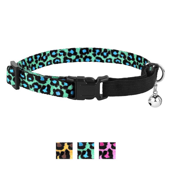 CollarDirect Leopard Breakaway Buckle Cat Collar, Green slide 1 of 3