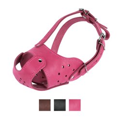 CollarDirect Leather Dog Muzzle for Staffordshire & Terrier, Pink