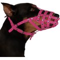 CollarDirect Leather Dog Muzzle for Dalmatian & Setter, Pink, Medium