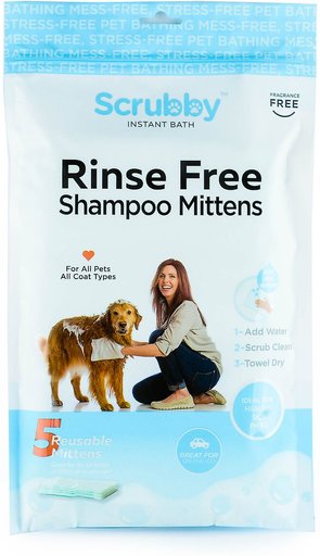 Scrubby Instant Bath Rinse Free Dog Shampoo Mittens, 5 count