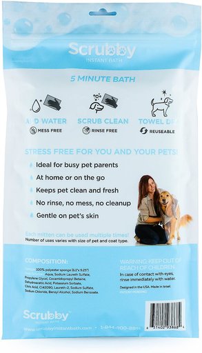 Scrubby Instant Bath Rinse Free Dog Shampoo Mittens, 5 count