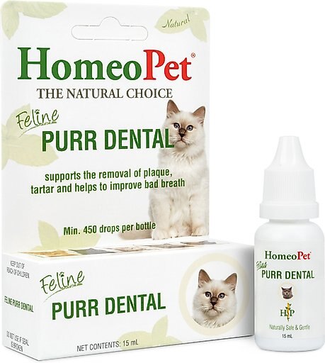 HomeoPet Feline Purr Dental Cat Supplement, 15mL bottle