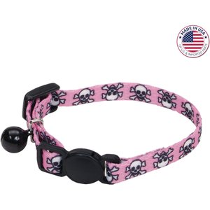 Li'l Pals Adjustable Breakaway Kitten Collar, Pink Skulls