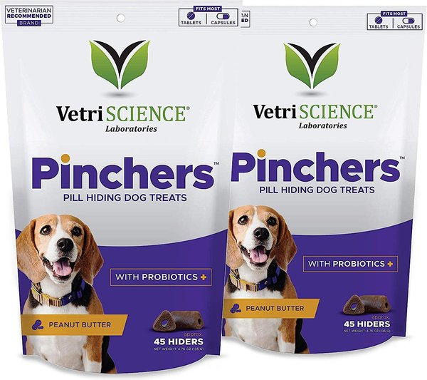 VetriScience Pinchers Pill Hiding Probiotic Peanut Butter Flavor Dog Treats, 45 count, 2 count slide 1 of 5