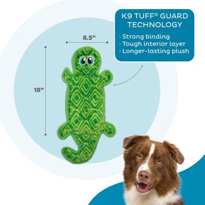 Show full view: Outward Hound Durablez Gecko Tough Plush Dog Toy, Green, Large slide 3 of 8