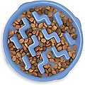 Outward Hound Fun Feeder Slow Feeder Dog Bowl, Blue, 4-cup