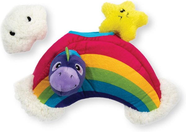 OUTWARD HOUND Hide A Rainbow Squeaky Puzzle Plush Dog Toy 