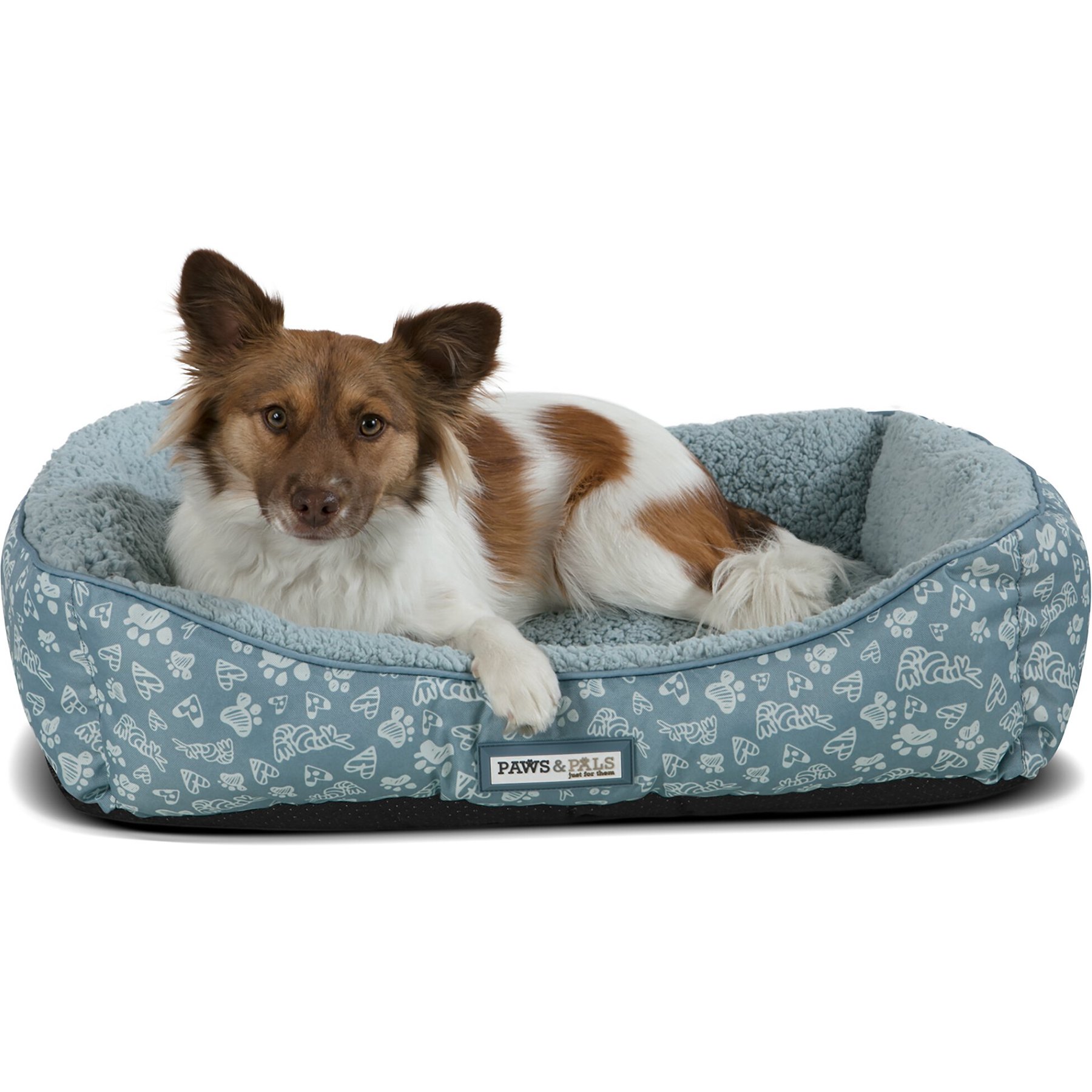 Paws Pals Self Warming Bolster Cat Dog Bed Blue Small