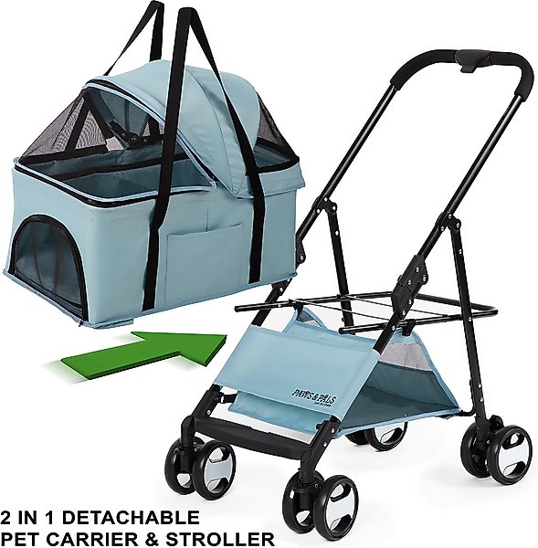 Show full view: Paws & Pals 2-in-1 Detachable Dog & Cat Stroller & Carrier, Blue slide 2 of 4