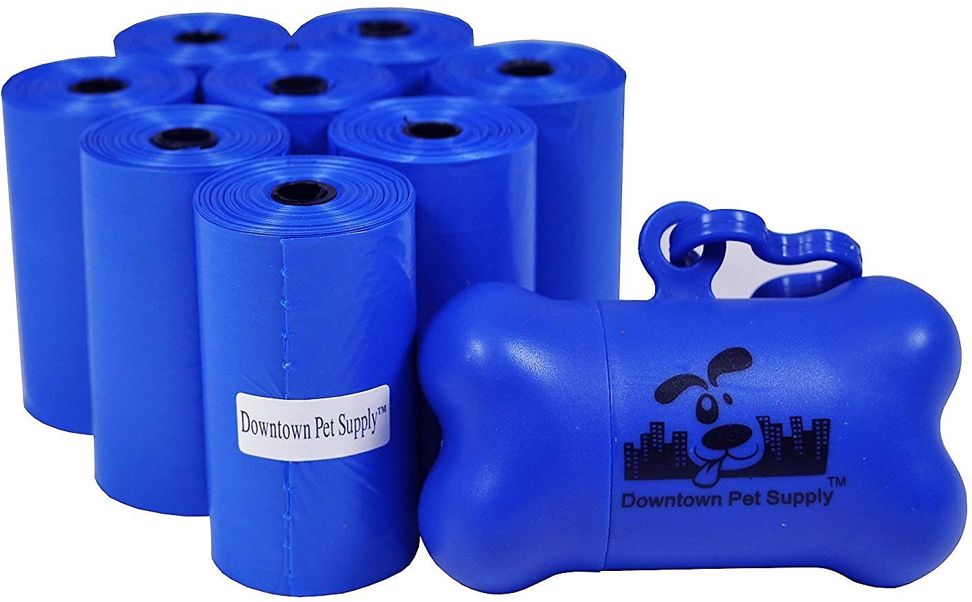 DOWNTOWN PET SUPPLY Dog Poop Bags & Dispenser, Blue, 180 bags