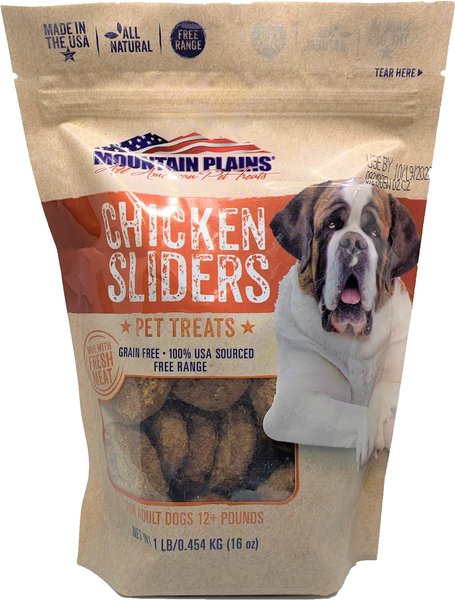 Mountain Plains All American Pet Treats Chicken Sliders Grain-Free Free Range Dog Treats, 1-lb bag slide 1 of 6