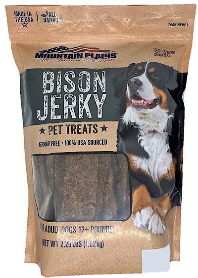 Mountain Plains All American Pet Treats Bison Jerky Grain-Free Dog Treats, 2.25-lb bag slide 1 of 5