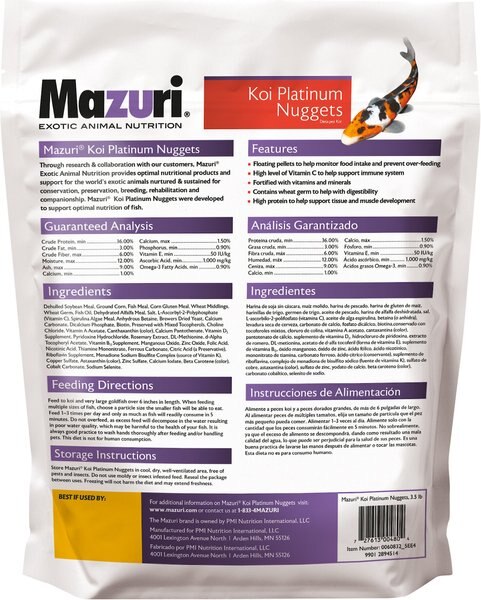 Mazuri Koi Platinum Nuggets for Fish 6-12 Inches Food