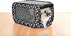 Etna Pop-Open Single Door Collapsible Soft-Sided Dog Crate, Black & White, 33 inch