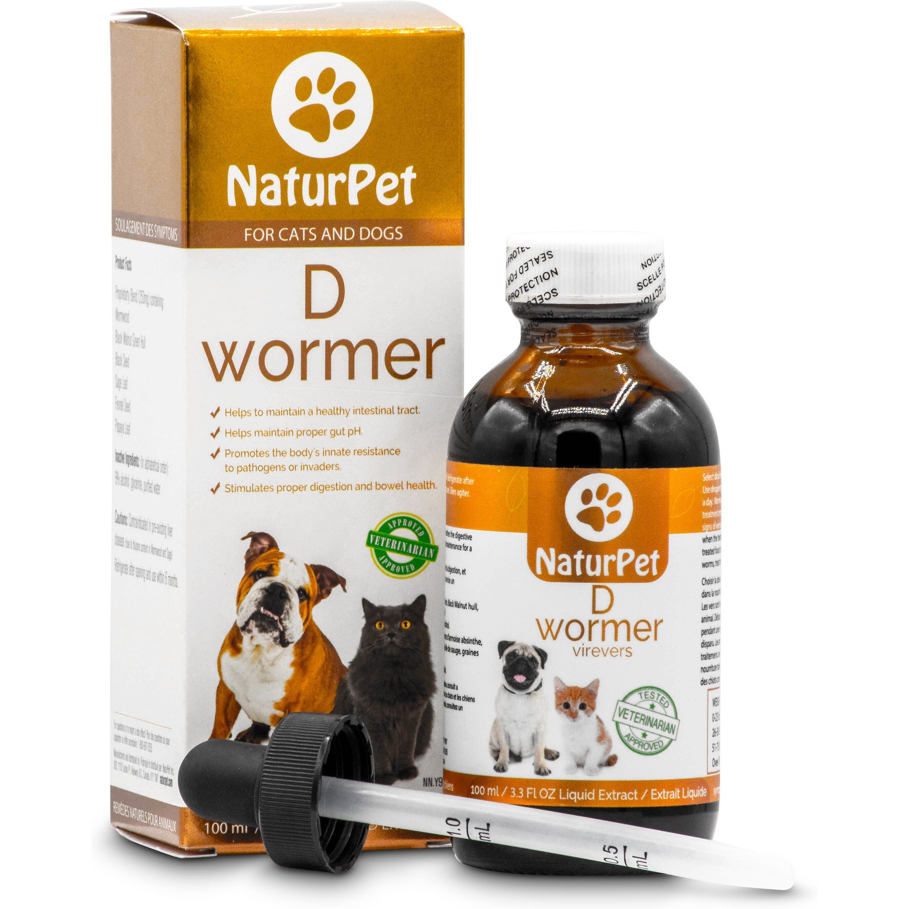 NaturPet D Wormer Natural Remedy for Cats Dogs 100 ml bottle