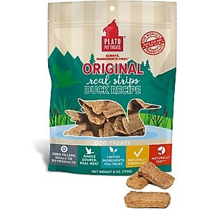 Plato Original Real Strips Duck Recipe Dog Treats, 18-oz bag