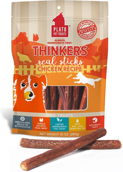 Plato Thinkers Chicken Recipe Dog Treats, 18-oz bag slide 1 of 6