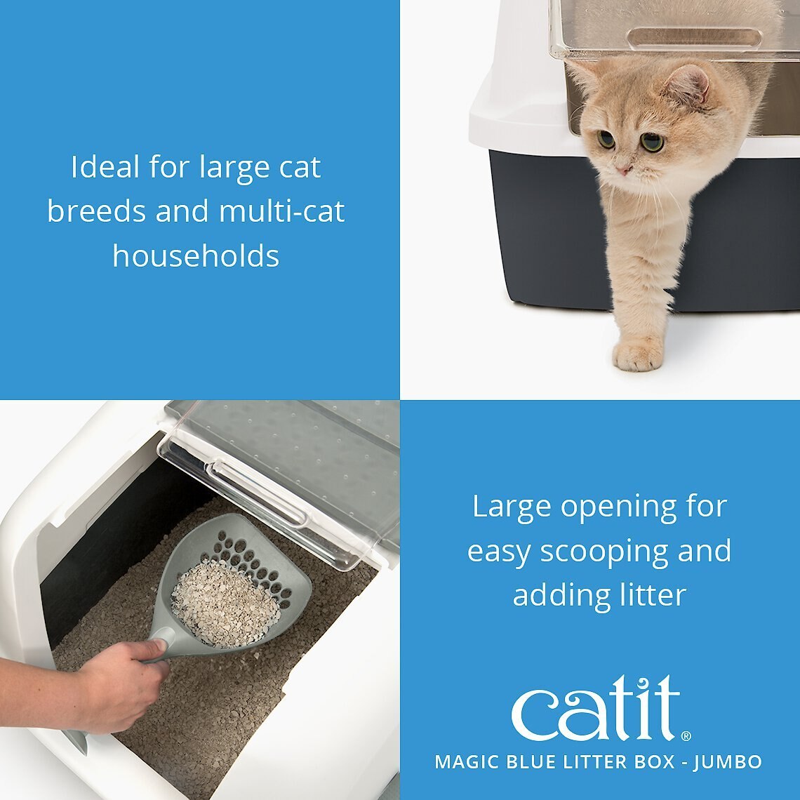 CATIT Magic Blue Cat Litter Box, Jumbo