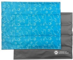 American Kennel Club AKC Dog & Paw Print Cooling Dog Mat, Blue, X-Large