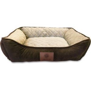 American Kennel Club AKC Self-Heating Bolster Cat & Dog Bed, Brown, 22-in