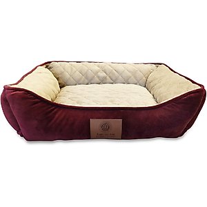 American Kennel Club AKC Self-Heating Bolster Cat & Dog Bed, Burg