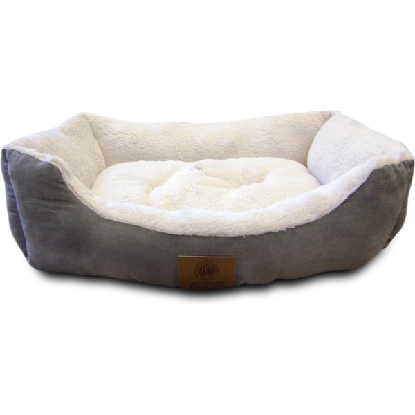 AMERICAN KENNEL CLUB AKC Burlap Bolster Cat & Dog Bed, Gray