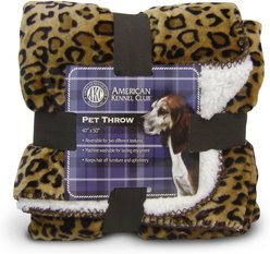 American Kennel Club AKC Animal Print Fleece Dog & Cat Blanket, Leopard