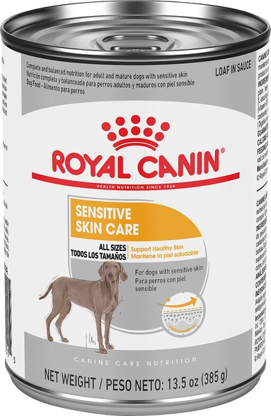 Royal Canin Canine Care Nutrition Sensitive Skin Care Loaf in Sauce Canned Dog Food, 13.5-oz, case of 12 slide 1 of 8