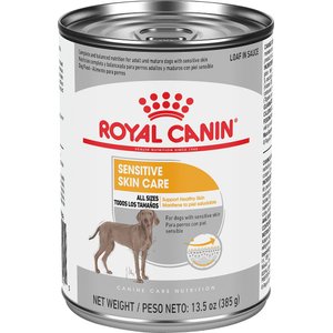 Royal Canin Canine Care Nutrition Sensitive Skin Care Loaf in Sauce Canned Dog Food, 13.5-oz, case of 12