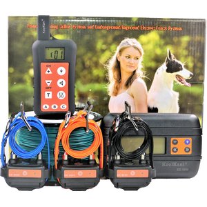 KoolKani Remote Training Dog Collar & Inground Electronic Fence System, 3 collars