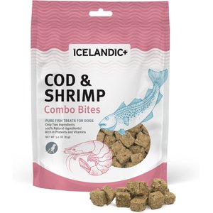 Icelandic+ Grain-Free Cod & Shrimp Combo Bites Dog Treats, 3.5-oz bag