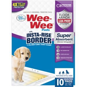 Four Paws Wee-Wee Insta-Rise Border Dog Pee Pads, 22 x 23-in, 10 count, Unscented